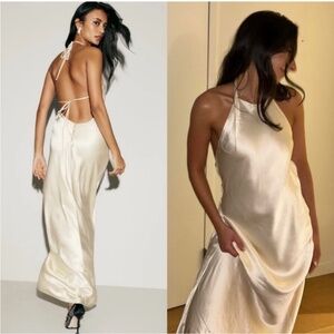 NWT Reformation 100% Silk Jeany Dress in Ivory Fior Di Latte Small